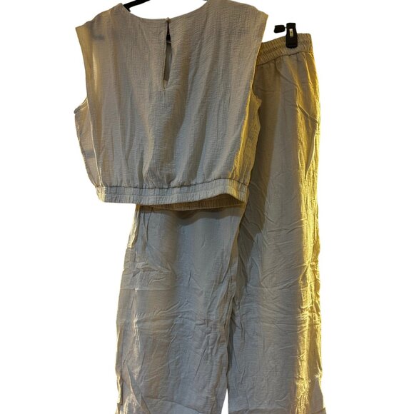 A New Day Gauze Tank & Pant Set in Cream | XXL Top & XL Bottom - Picture 2 of 4